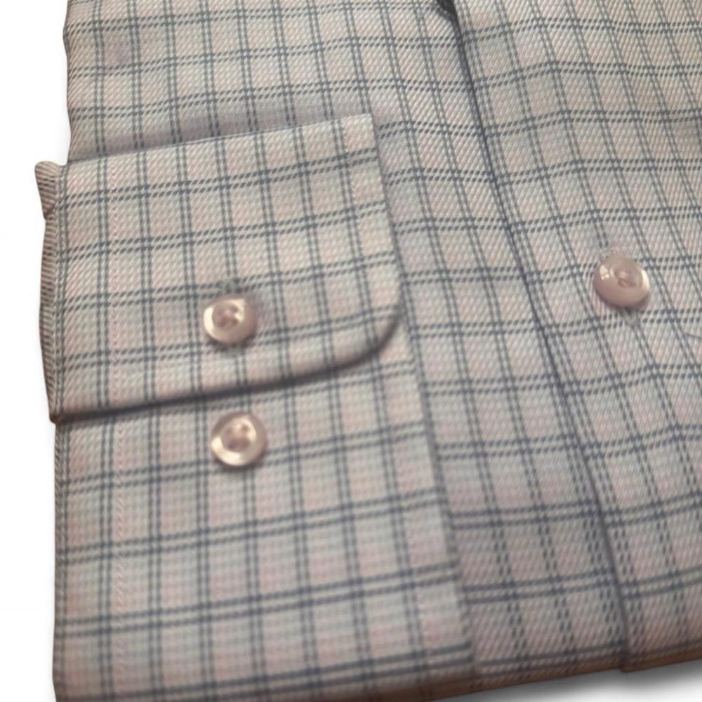 NWT David Donahue cotton/cashmere button up pinkish blue 15.5 34/35 - Picture 2 of 4